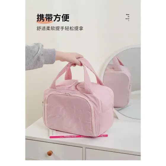 Bolsa cosmética portátil de grande capacidade, lavagem portátil de cosméticos para Presente de Dia das Mães