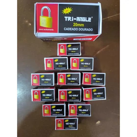 Kit com 12 Unidades de Cadeado Tri-Angle 20mm Dourado