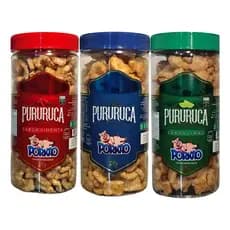 Kit 3 Potes Pururuca Porkão Premium - Torresmo Salgadinho Snacks - Limão/Tradicional/Pimenta 360g