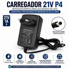 Fonte Carregador Universal 21v Li-ion Bivolt P4 Fonte Bateria Ferramentas Litio 48v 36v 24v 96v 21v