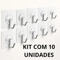 Kit 10 Ganchos Adesivos  Design Invisível Forte E Discreto Sem Furar Cabides Transparente Sem Sujar