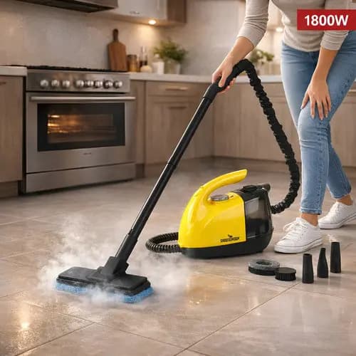 Limpador A Vapor Higienização Limpeza Pesada 1800w 16 Pecas Amarelo Portátil Com Rodinhas Multiuso