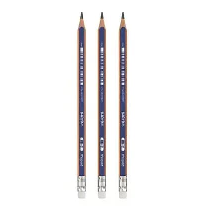 Kit 3 Lápis Preto Maped Black Peps HB com Borracha