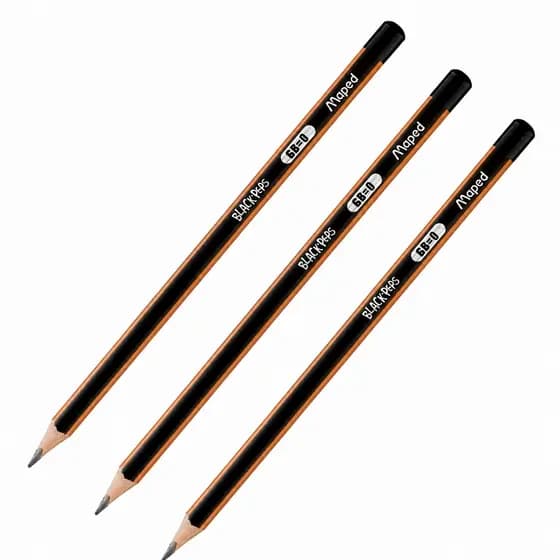 Kit com 3 Lápis Preto Maped Black Peps Graduado 6B – Traço Macio e Intenso