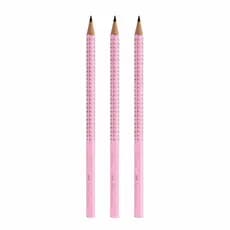 Kit com 3 Lápis Faber-Castell Grip 2001 HB Nº2 Rosa