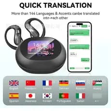 Fone de ouvido MINISO Smart AI Tradução, fone de ouvido Bluetooth MS188, fone de ouvido suspenso com tela OWS HD