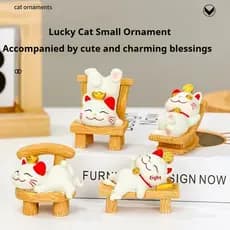 Figurinha de Gato da Sorte para Fácil Sucesso, Decoração de Mesa de Escritório com Gato Fofo, Presente Antiestresse para