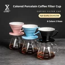 Filtro de café para preparo manual, tipo V60 colorido, filtro de gotejamento doméstico estilo americano, copo de filtro