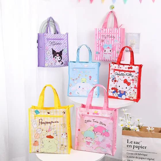 Nova Bolsa de Estudo em Tecido Oxford de Dupla Camada com Estampa de Desenho Animado Fofo para Estudantes