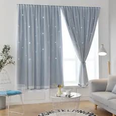 Tecido de Cortina Moderno com Velcro Altamente Opaco, Sem Furos, Estilo Nórdico com Estrelas Vazadas