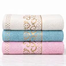 Kit 3 Toalha de Banho Macia Luxo Premium 75x130cm 100% Algodão Magestic Jacquard Alta Absorção