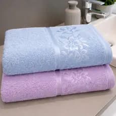 KIT 2 Toalhas de Banho 100% Algodão – Floral Jacquard, Maciez Premium e Alta Absorção Garden