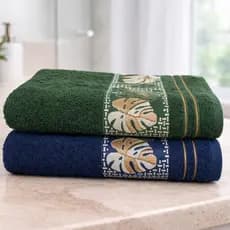 Kit 2 Toalha Banho Botanic100% Algodão Maciez Premium 70x135cm Design Luxo em Natureza Jacquard Unissex