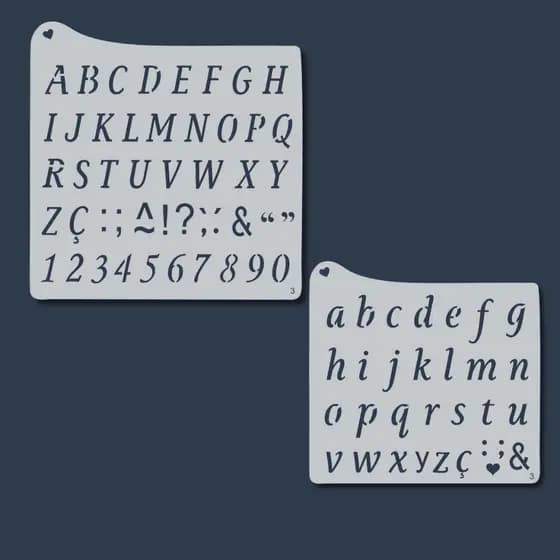 Kit 2 Stencil Alfabeto Moldes Letras e Números Artesanato Abecedário para Pintura Infantil em Tecido