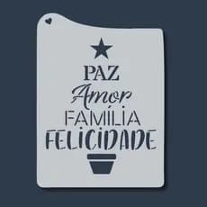 Stencil Palavras Paz, Amor, Família, Felicidade Molde Vazado para Pintura, Tecido, Mdf, Pano Madeira