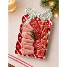 Prato Retangular de Porcelana — Bandeja de Servir Com Designer de Presente de Natal