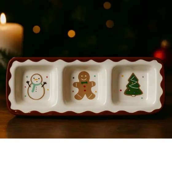 Bandeja De Natal em Porcelana – Petisqueira Designer Biscoito de Natal Gingerbread