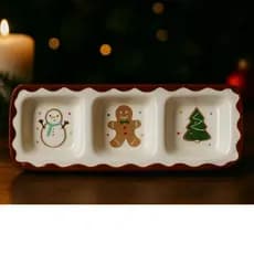 Bandeja De Natal em Porcelana – Petisqueira Designer Biscoito de Natal Gingerbread
