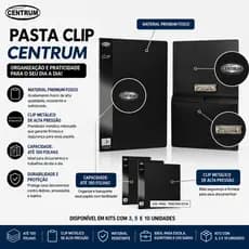 Kit 3 Pastas Clip com Mola Centrum A4 Porta Documentos Escolar Escritório Prancheta Pasta Organizadora cores aleatórias