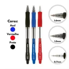 Caneta Retrátil Super Grip 0.7mm 1.0mm e 1.6mm PILOT - Escolha a Cor Unidade Ou Kit
