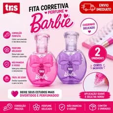 Fita Corretiva Barbie Tris Perfumada Escolar Correção Instantânea Não Mancha Papel 2 Unidades