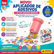 Aplicador de Adesivos Infantil TRIS Toy + 200 Adesivos Safari Decorativos Educativos Colecionáveis Para Crianças