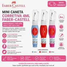 Mini Caneta Corretiva 4ml Faber Castell Secagem Rápida Corretivo Escolar Escritório Unidade Kit