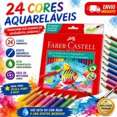 Lápis de Cor Aquarelável Faber-Castell 24 Cores Cores Vibrantes e Efeito Aquarela