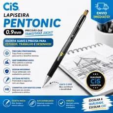 Lapiseira Cis Pentonic 0.9mm Retrátil Profissional Grip Macio Escrita Precisa Escolar e Escritório