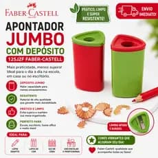 Apontador Jumbo com Depósito Faber-Castell Escolar para Lápis Grosso