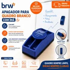 Apagador para Quadro Branco Magnético com Ímã BRW Escolar Escritório Sala de Aula