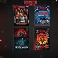 Caderno Espiral Capa Dura Stranger Things 10 Materias 160 Folhas 4 Modelos Exclusivos