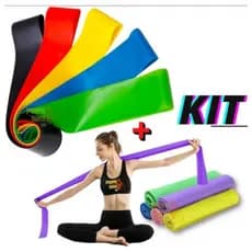 Kit faixa Elástica Thera Band + 5 Elastico Treino Mini Band Exercícios Fisioterapia Yoga