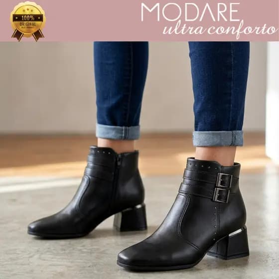 Bota Feminina Modare Cano Curto Salto Baixo Bloco Ultraconforto Original 7082108