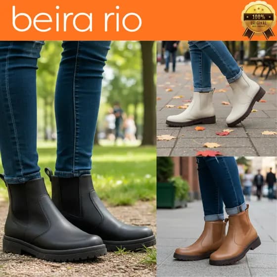 Bota Feminina Beira Rio Cano Curto Salto Baixo Coturno Confortável Original 9093100