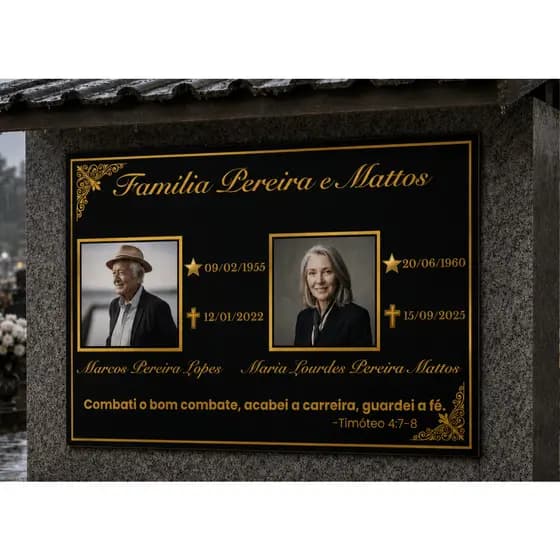 Azulejo Memorial 20x30 Personalizado para Cemitério | Lápide com Foto e Frase