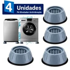 Kit 4 Pé Suporte Secadora Geladeira Anti Vibração Ruido Fogão Máquina Lavar Frontal Nivelador