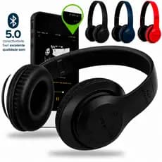 Fone Bluetooth Ouvido Sem Fio P47 Dobrável Estéreo Redução de Ruídos 5.0 Universal