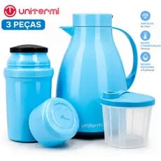 Kit Bebê Porta Leite Garrafas Térmica 500ML/250ML - Porta Leite em Pó Dosador 300ML Unitermi Unibaby