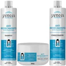 Kit SOS Anti Ressecamento Japinha 💙 Adeus Cabelo Seco & Opaco! Brilho, Maciez e Reparação Imediata