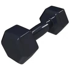 Halter Peso 3kg Emborrachado Treino Unitário Sextavado Preto