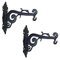 Kit 2 Ganchos Ferro Colonial Pendurar Sino Plantas Flores Preto