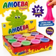 Amoeba Original Caixa Com 12 Unidades 110g Slime Infantil Colorido Atacado Brinquedo Sensorial