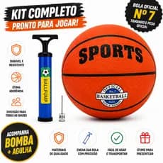 Bola De Basquete Oficial Nº7 Com Bomba De Encher E Agulha Esporte Lazer Treino