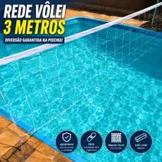 Rede Vôlei 3 Metros Recreação Polietileno Alta Resistência 1 Faixa Superior Fácil Instalação Lazer