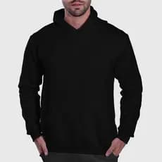 Moletom preto inverno Unissex Canguru com Capuz e Bolsos Laterais