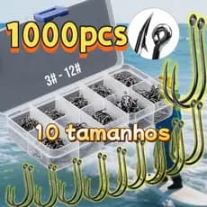 1000pcs Caixa Com Alto Carbono Anzóis Mistas Tamanho Acessórios De Pesca de misto de aço nos Tamanhos 3 ao 12