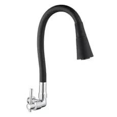 Cone De PulverizaçãO Dupla FlexíVel, Bancada De Cozinha Grande Torneira Vertical Semi Curva Preta