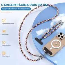 Cordão-Cabo 2 em 1 carregamento turbo PD 60W com alça, trava de zinco Para iPhone 15/16 e Android, universal e seguro