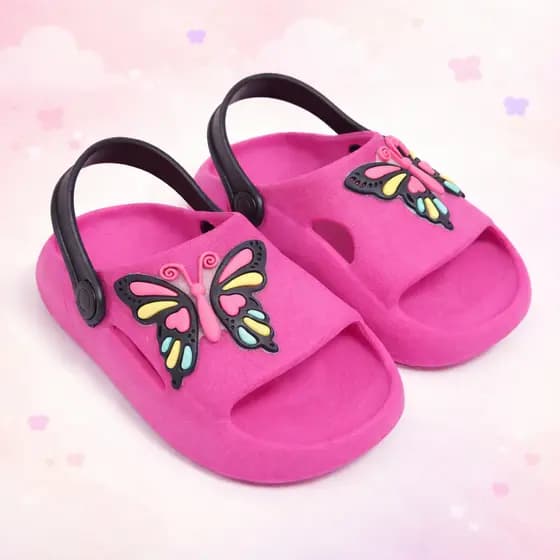 Chinelo Nuvem Infantil Menina Borboleta Preta Confortável Antiderrapante Cores Variadas Tam 21 ao 32